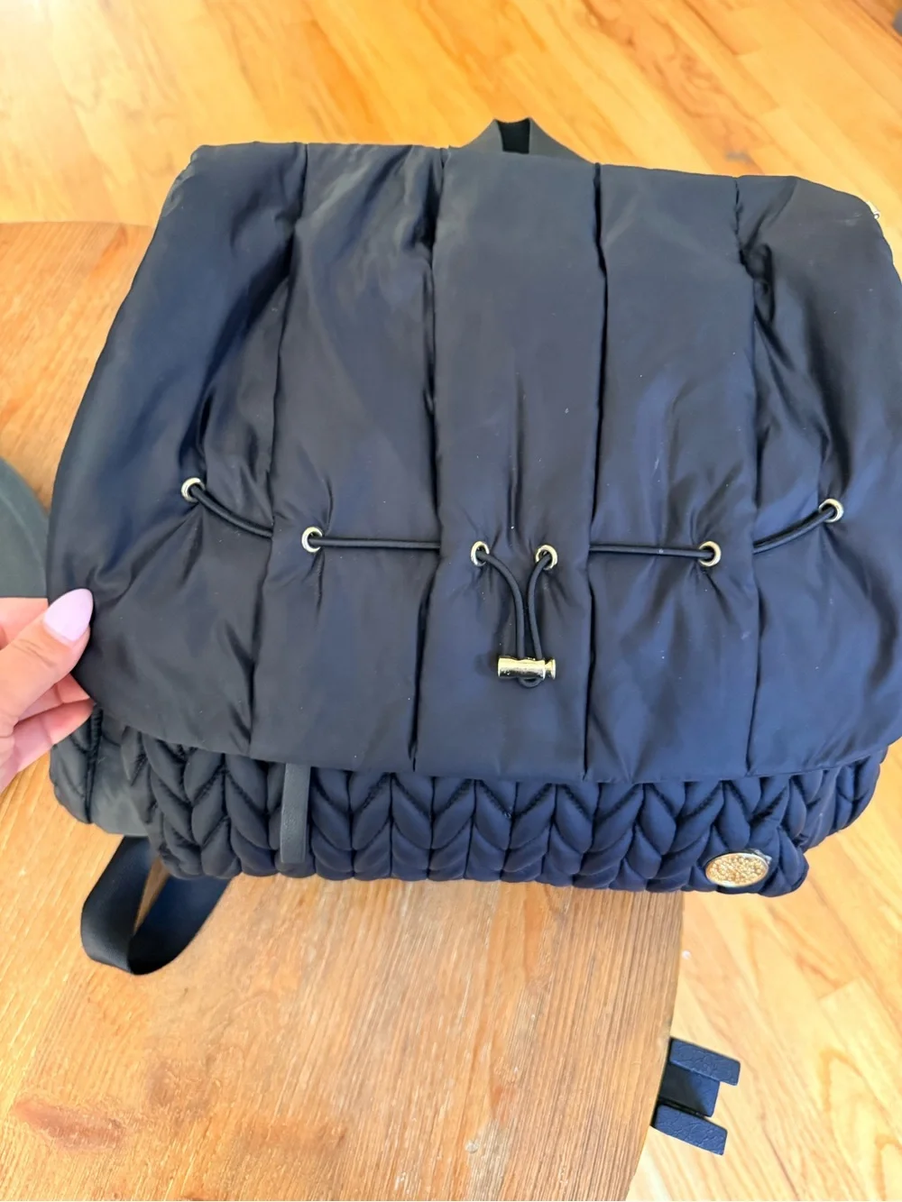 Quilted Black baby diaper bag